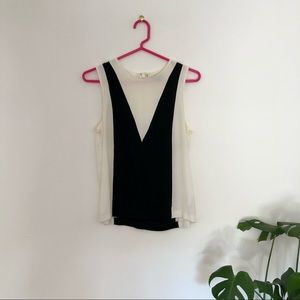 Topshop Black and White Colorblock Shell Top